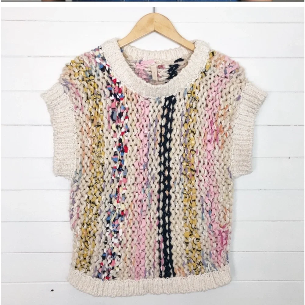 Anthropologie Pilcro Shaina Sweater Tee Artisan Knit
Short Sleeve Boho Top - Picture 2 of 7